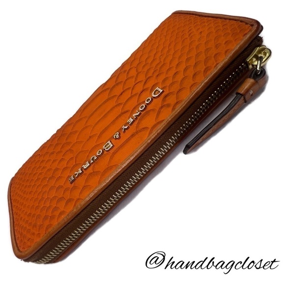 Dooney And Bourke DB Apricot Peach Orange Python Wallet Claremont Caldwell - Picture 4 of 8